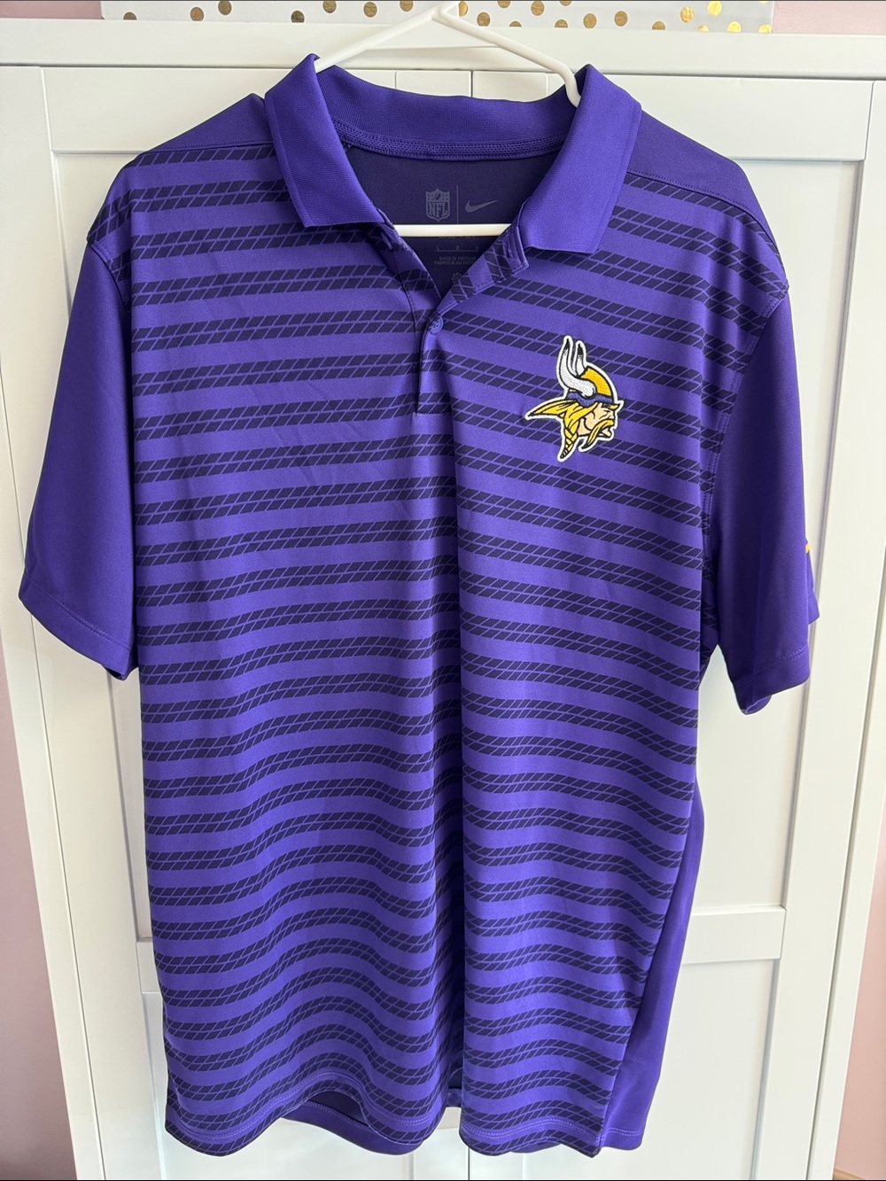 Nike Purple Minnesota Vikings Striped Polo Shirt